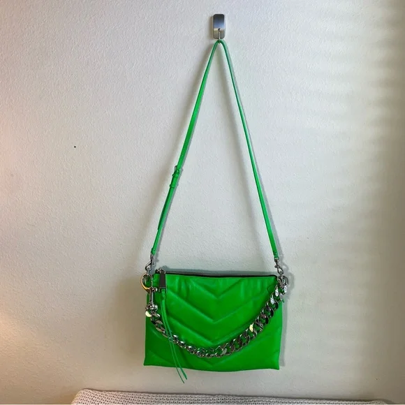 Rebecca Minkoff Edie Maxi Crossbody Neon Green Bag Purse EUC tags & dust bag - Picture 3 of 13